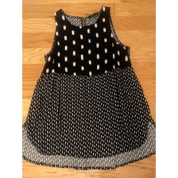 Madewell women's polka dot/striped sleeveless blouse with keyhole back sz small - Picture 1 of 7